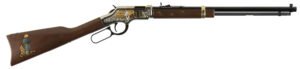 Henry H004GBA Golden Boy God Bless America Edition 22 Short Caliber with 16 LR/21 Short Capacity, 20" Octagon Barrel, Nickel-Plated Metal Finish & American Walnut Stock Right Hand