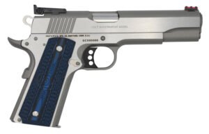 Colt Mfg O5070GCL Gold Cup Lite  45 ACP 8+1 5" Stainless National Match Barrel, Stainless Steel Serrated Slide, Stainless Steel Frame w/Beavertail, Blue Scalloped G10 Grip, Ambidextrous
