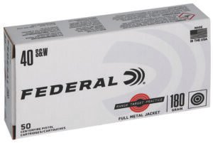 Federal RTP40180 Range & Target  40S&W 180gr Full Metal Jacket 50 Per Box/20 Case