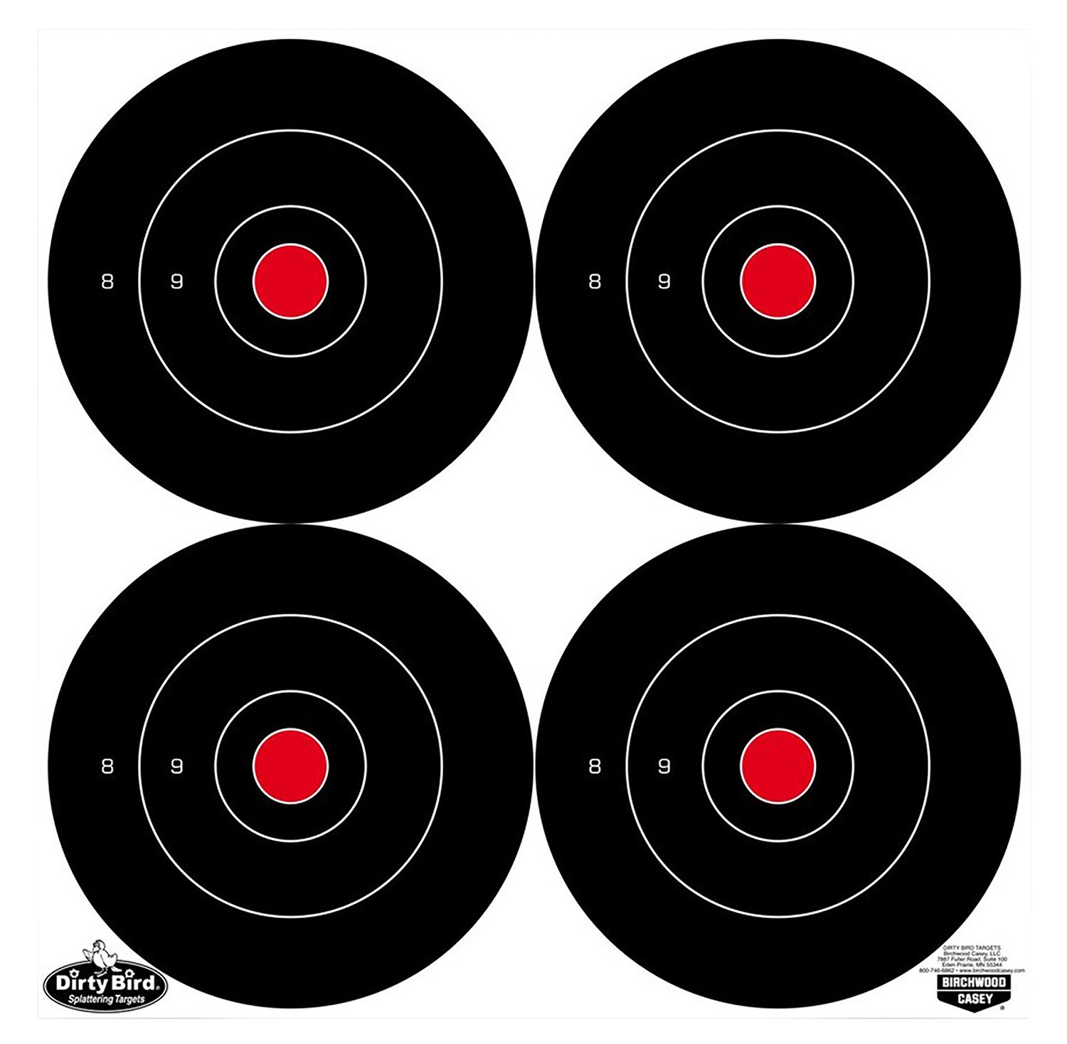 Birchwood Casey 35570 Dirty Bird 6" Bullseye Tagboard Hanging Black/White 100 Per Pkg