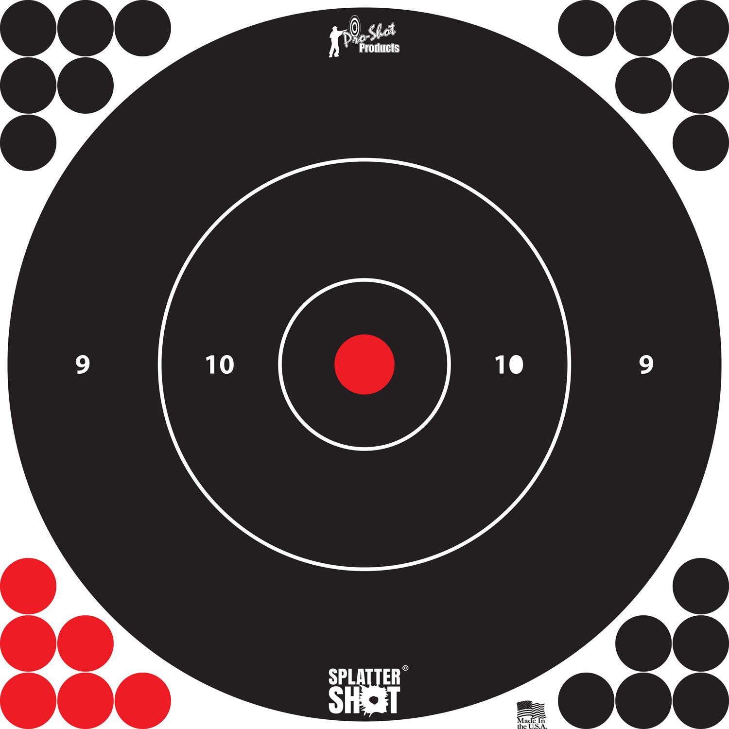 Pro-Shot 12BWHTE5PK SplatterShot Self-Adhesive Paper Black/White 12" Bullseye 5 Pack
