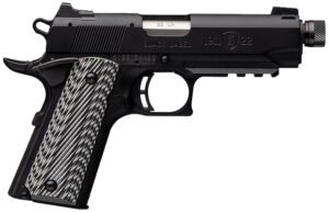 Browning 051821490 1911-22 Black Label Compact SR 22 LR 10+1 4.25" 3.50" Threaded Barrel, Matte Black Serrated Steel Slide & Polymer Frame w/Picatinny Rail & Beavertail, Black/Gray Textured G10 Grips