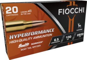 Fiocchi 65CMSCA Hyperformance  6.5Creedmoor 130gr Swift Scirocco II Boat Tail Spitzer 20 Per Box/10 Case