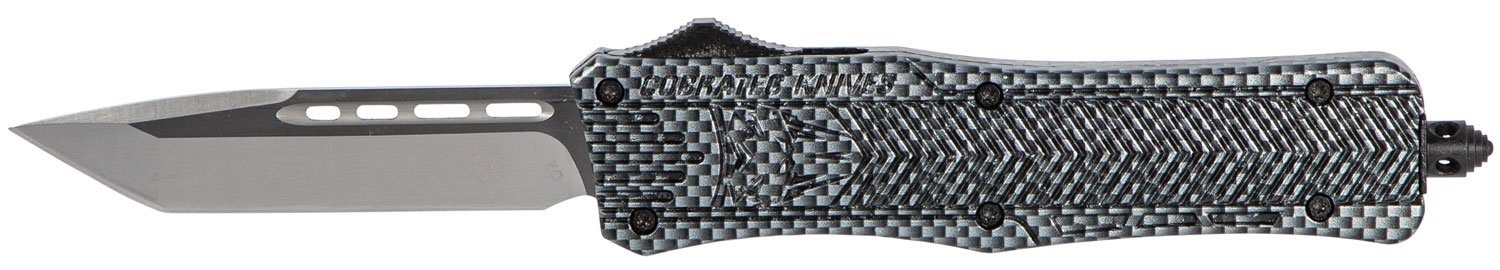 CobraTec Knives MCFCTK1MTNS CTK-1 Medium 3" OTF Tanto Plain D2 Steel Blade/Carbon Fiber Aluminum Handle Features Glass Breaker Includes Pocket Clip