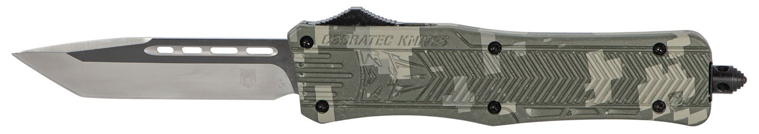 CobraTec Knives MADCCTK1MTNS CTK-1 Medium 3" OTF Tanto Plain D2 Steel Blade/Army DigiCamo Aluminum Handle Features Glass Breaker Includes Pocket Clip