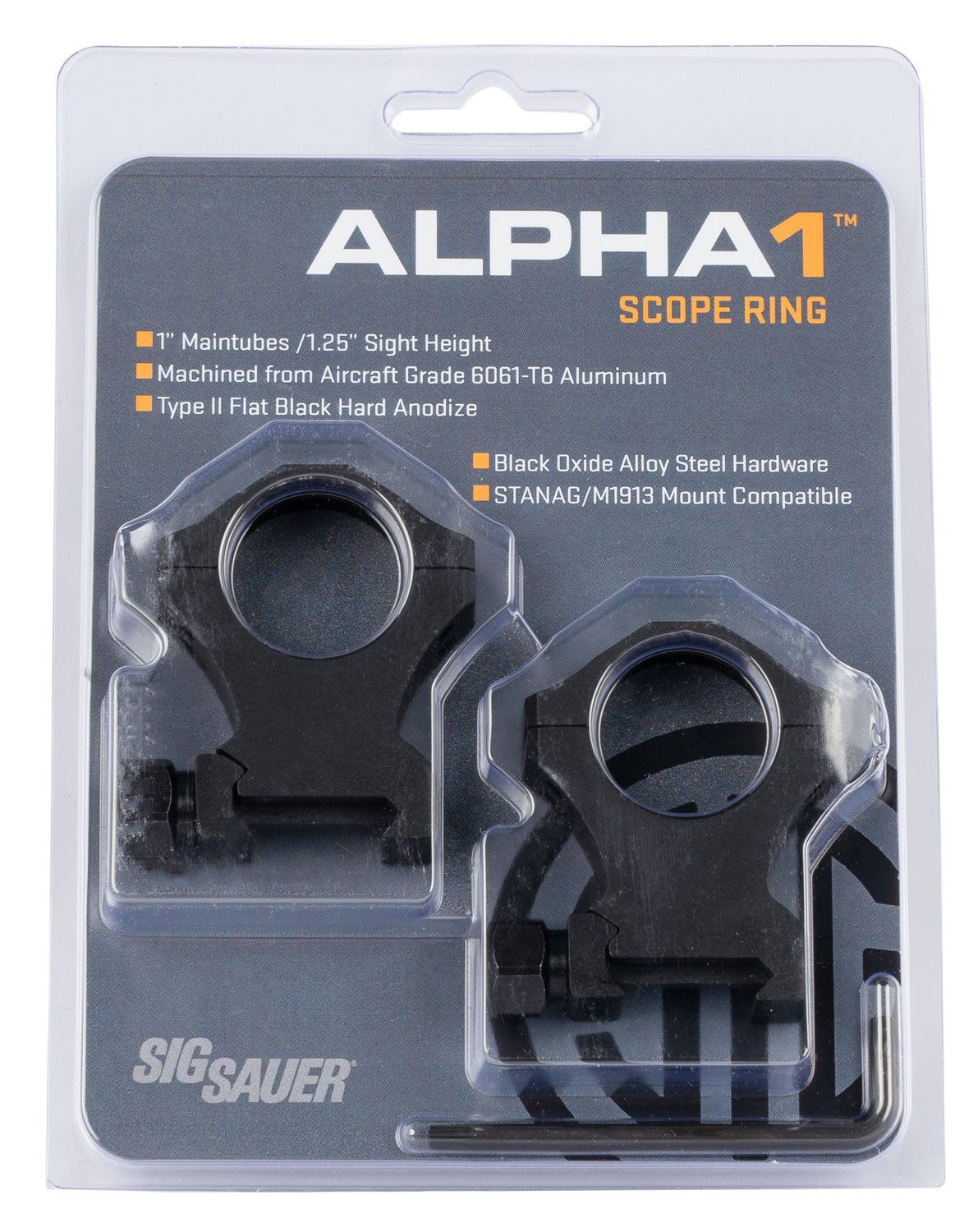Sig Sauer Electro-Optics SOA10022 Alpha 1 Matte Black 1" Extra High 0 MOA