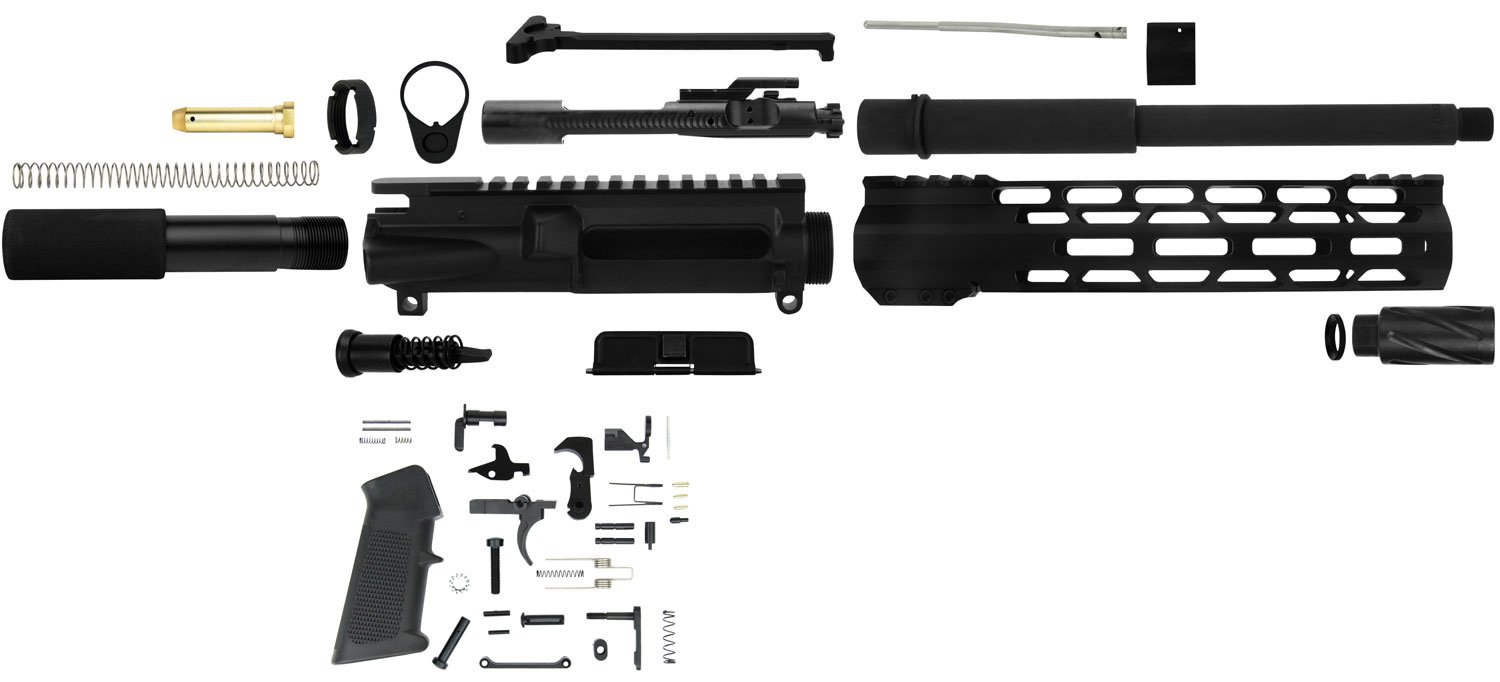 TacFire SSPK300LPK10 AR Build Kit Pistol Sports South Exclusive 300 Blackout AR Pistol Platform Black Parkerized Steel 5/8"x24