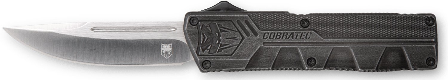 CobraTec Knives SWCTLWDNS Lightweight 3.25" OTF Drop Point Plain D2 Steel Blade/Stonewashed Aluminum Handle Includes Pocket Clip