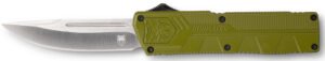CobraTec Knives ODCTLWDNS Lightweight 3.25" OTF Drop Point Plain D2 Steel Blade/OD Green Aluminum Handle Includes Pocket Clip