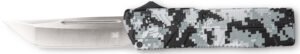 CobraTec Knives WDCCTLETNS Lightweight 3.25" OTF Tanto Plain D2 Steel Blade/Winter Digi Camo Aluminum Handle Includes Pocket Clip