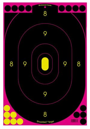 Birchwood Casey 34633 Shoot-N-C Reactive Target Self-Adhesive Paper Black/Pink 12"x18" Oval Silhouette 100 Pack
