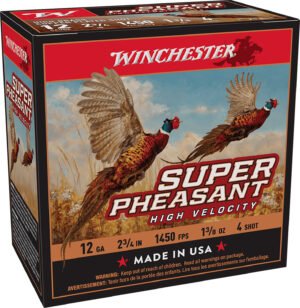 Winchester Ammo X12PHV4 Super Pheasant High Velocity High Brass 12Gauge 2.75" 1 3/8oz 4Shot 25 Per Box/10 Case