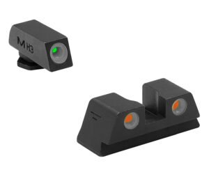 Meprolight USA 102203301 Tru-Dot Sight Set Green Tritium/Orange Tritium/Black Frame Compatible w/Glock 42/43/43X/48X, Post/Dovetail Mount