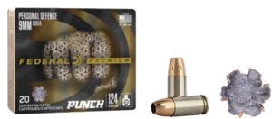 Federal PD9P1 Punch Personal Defense 9mmLuger 124gr Jacketed Hollow Point 20 Per Box/10 Case