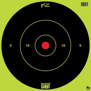 Pro-Shot 12BGREENTG12PK SplatterShot 12" Bullseye Hanging Heavy Paper Black/Red Impact Enhancement Yes White 12 PK