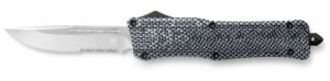 CobraTec Knives LCFCTK1LDS CTK-1  Large 3.75" OTF Drop Point Part Serrated D2 Steel Blade/ Carbon Fiber Aluminum Handle Features Glass Breaker Includes Pocket Clip
