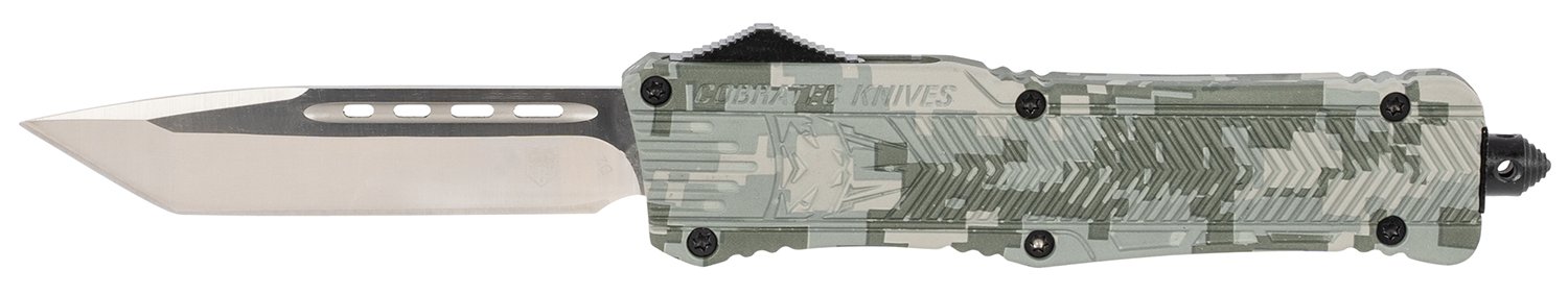 CobraTec Knives LADCCTK1LTNS CTK-1 Large 3.75" OTF Tanto Plain D2 Steel Blade/Army DigiCamo Aluminum Handle Features Glass Breaker Includes Pocket Clip
