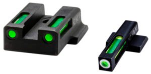 HiViz 9EZN321 LiteWave H3 Sight Set for S&W 9EZ Green Tritium White Outline Front Sight-Green Fiber Optic Rear Sight