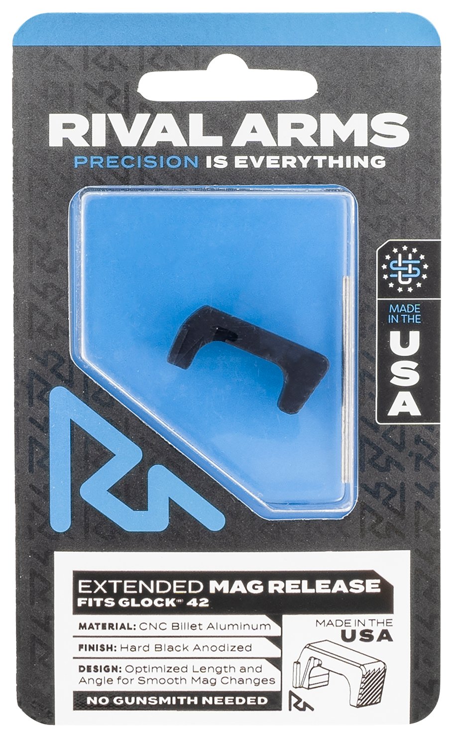Rival Arms RA72S001A Magazine Release Sig P320 Extended Hard Black Anodized Aluminum