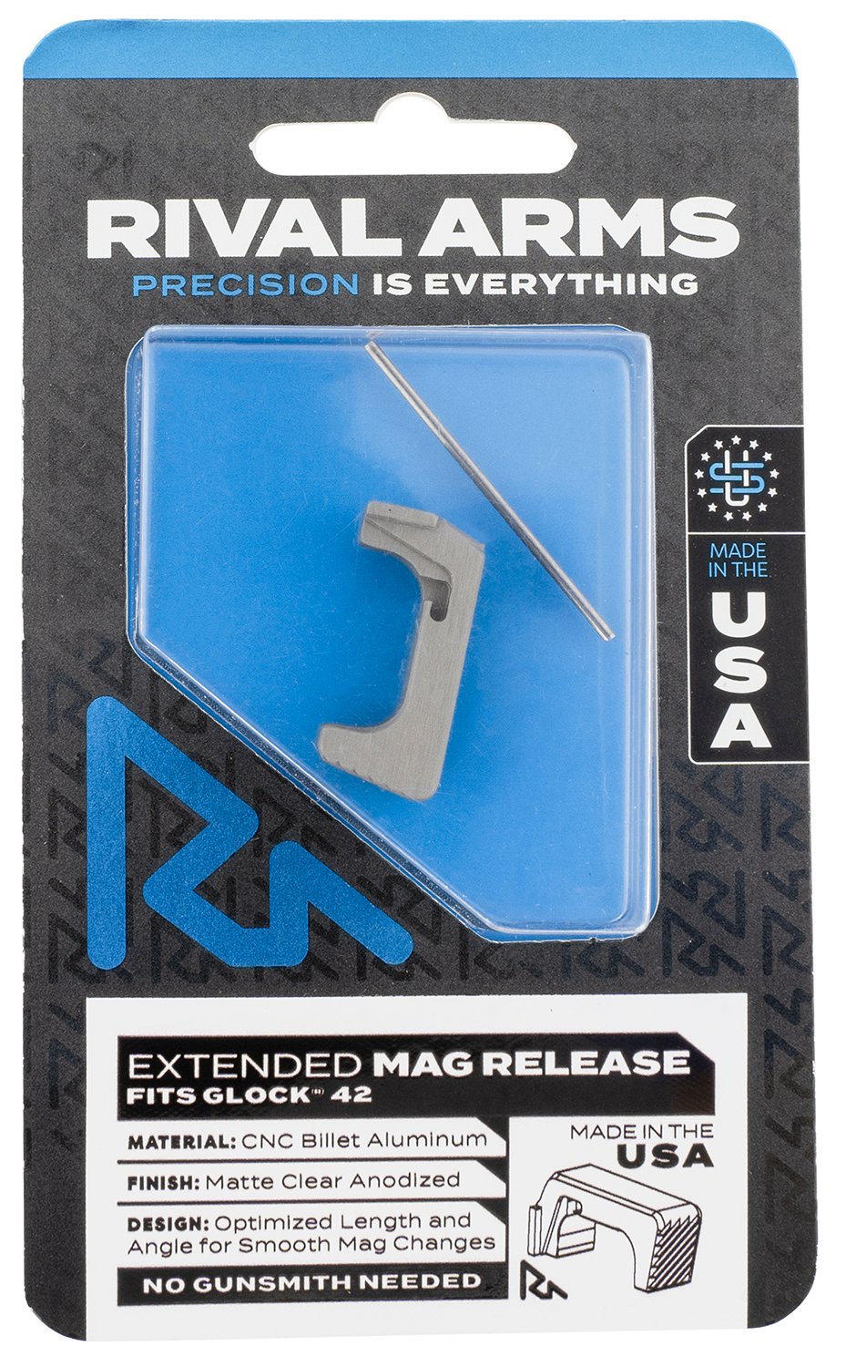 Rival Arms RA72S001D Magazine Release Extended Dark Gray Aluminum for Sig P320