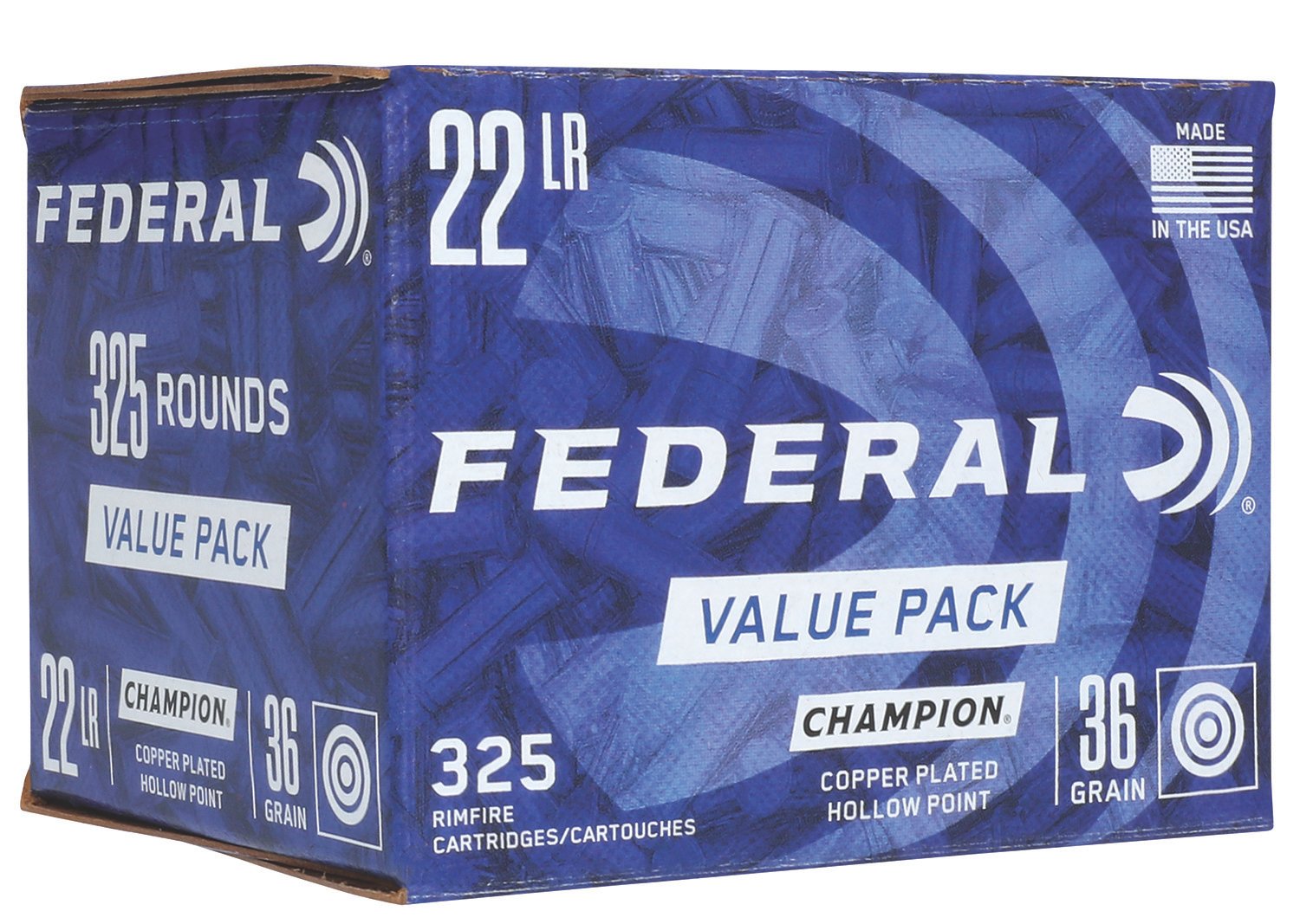 Federal 725 Champion Training Value Pack 22LR 36gr Copper Plated Hollow Point 325 Per Box/10 Case