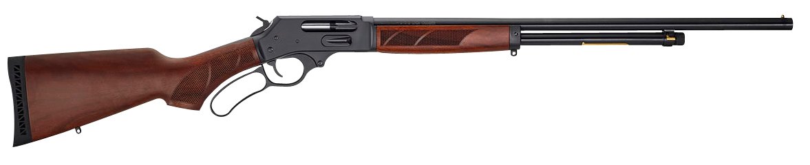 Henry H018G410 Side Gate Full Size 410 Bore Lever 2.50" 6+1 24" Blued Steel Barrel, Blued Drilled & Tapped Steel Receiver, Fixed American Walnut Wood Stock, Right Hand