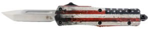 Templar Knife SWUS232 Gen II Wood US Flag Small 2.69" OTF Tanto Plain Powder Coated 440C SS Blade, 4.31" Painted Wood Grain US Flag Aluminum Handle, Glass Breaker