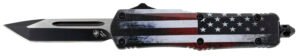 Templar Knife SUS231 Gen II US Flag Small 2.69" OTF Tanto Plain Black Oxide Stonewashed 440C SS Blade, 4.31" US Flag Aluminum Handle, Glass Breaker