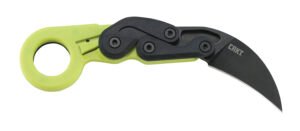 CRKT 4041G Provoke Zap 2.47" Folding Plain Black Stonewashed 4116 Stainless Steel Blade/Bright Green Grivory Handle Includes Pocket Clip