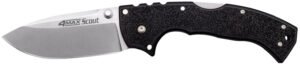Cold Steel CS62RQ 4-Max Scout 4" Folding Plain Stone Washed Japanese AUS-10A SS Blade/ Black Griv-Ex Handle Includes Pocket Clip