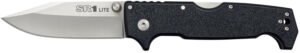 Cold Steel CS62K1 SR1 Lite 4" Folding Clip Point Plain 8Cr13MoV SS Blade/Black Griv-Ex Handle Includes Pocket Clip