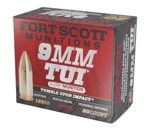 Fort Scott Munitions 9MM125SCVSS Tumble Upon Impact (TUI) 9mmLuger Subsonic 125gr Solid Copper Spun 20 Per Box/25 Case