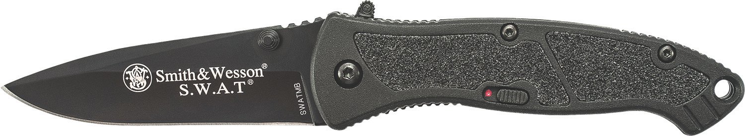 Smith & Wesson Knives SWATMBCP S.W.A.T. 3.20" Folding Plain Black 4034 SS Blade Black Aluminum Handle Includes Pocket Clip