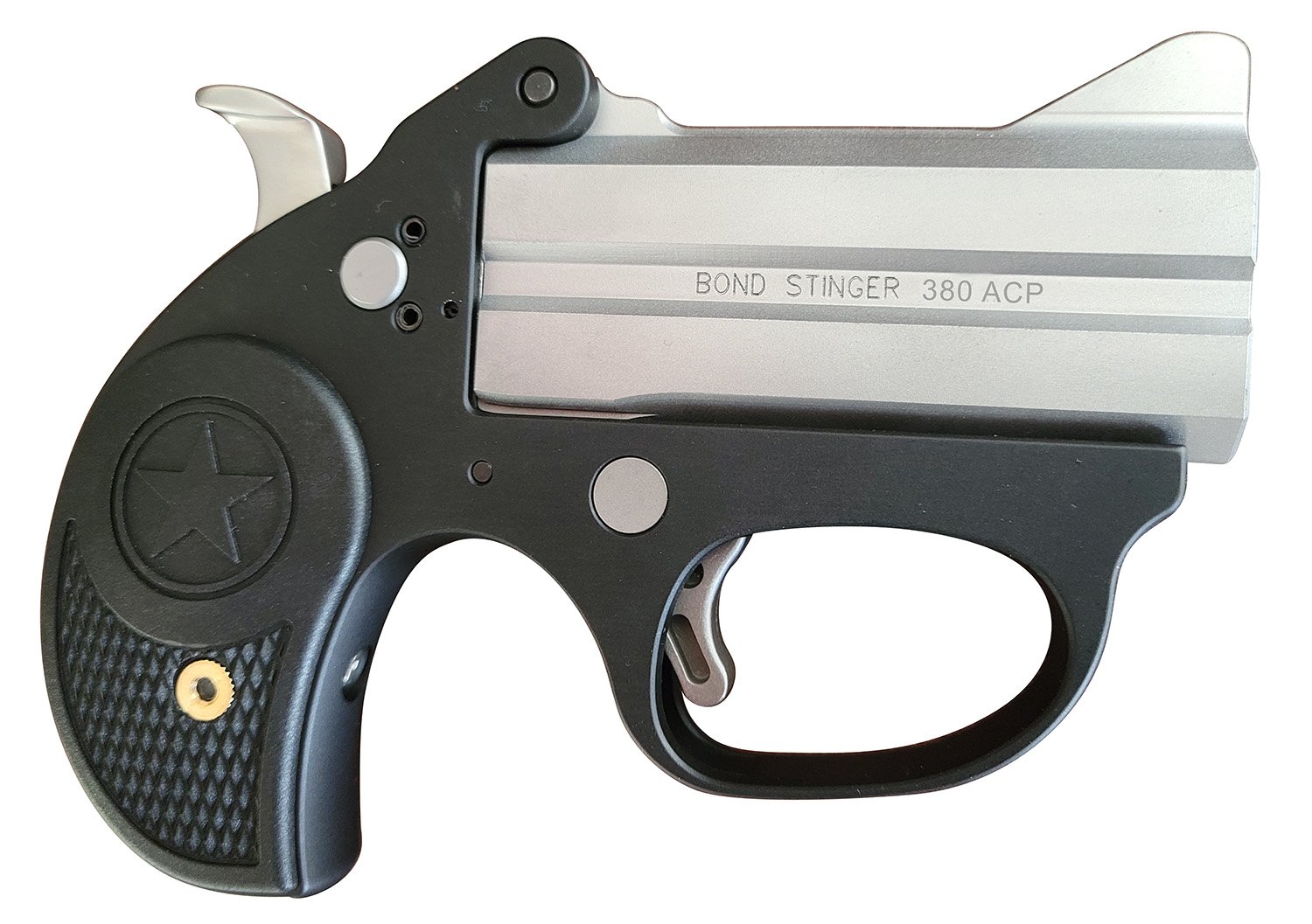 Bond Arms BASL Stinger 380 ACP 2rd 3" Matte Stainless Steel Barrel, Anodized 7075-T6 Aluminum Frame, Rebounding Hammer, Blade Front/Fixed Rear Sights, Rubber Grip, Manual Safety