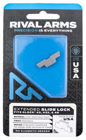 Rival Arms RARA80G003D Slide Lock Extended Polished Stainless for Glock 43/43X/48