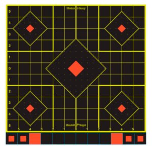Birchwood Casey 34211 Shoot-N-C Sight-In Self-Adhesive Paper Black/Yellow/Red 12" 5-Diamond 100 Pack