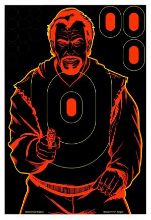 Birchwood Casey 34643 Shoot-N-C Reactive Target Self-Adhesive Paper Black/Red 12"x18" Bad Guy Silhouette 100 Pack