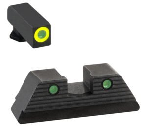 AmeriGlo GL819 Trooper Sight Set for Glock  Green Tritium LumiGreen Outline Front Sight-Green Tritium Black Outline Rear Sight