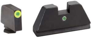 AmeriGlo GL391 Optic Compatible Sight Set for Glock  XL Tall Green Tritium LumiGreen Outline Front Sight-Green Tritium  Rear Sight