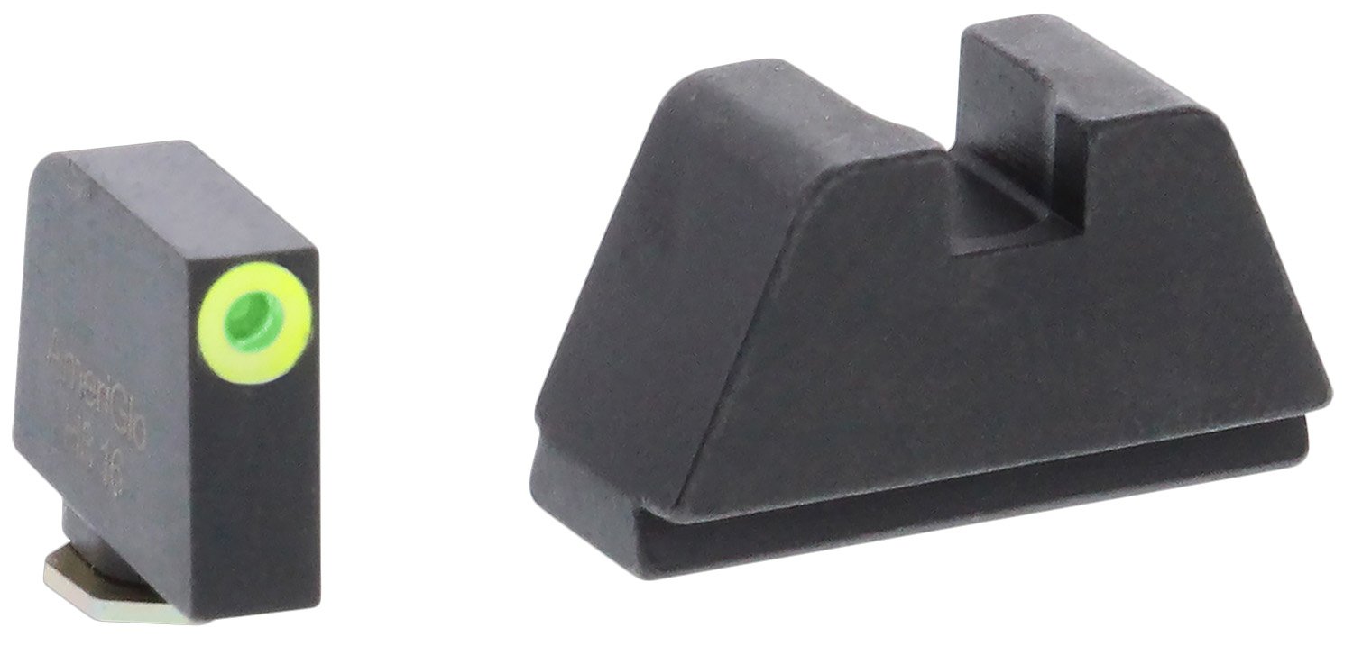 AmeriGlo GL681 Optic Compatible Sight Set for Glock 2XL Tall Green Tritium LumiGreen Outline Front Sight-Black Rear Sight