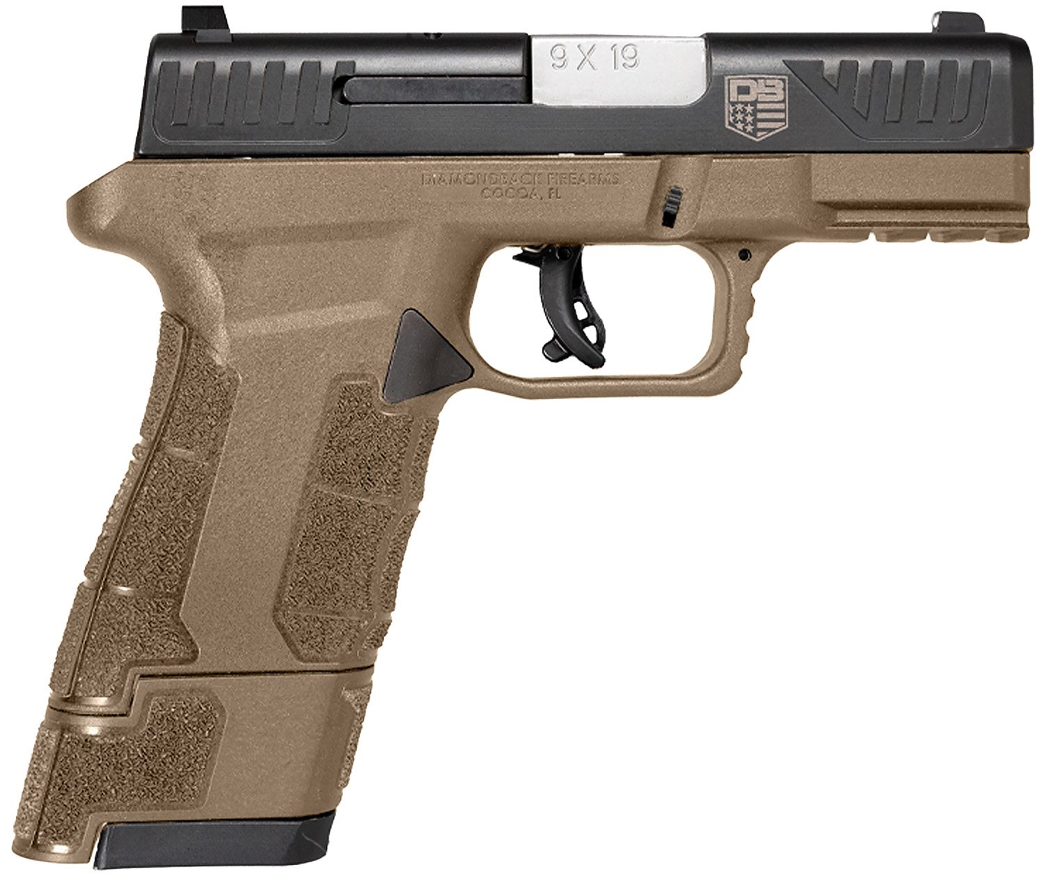 Diamondback DB0300P061 AM2 Sub-Compact Frame 9mm Luger 17+1, 3.50" Stainless Steel Barrel, Black Nitride Serrated Stainless Steel Slide, Flat Dark Earth Polymer Frame w/Picatinny Rail & Polymer Grip