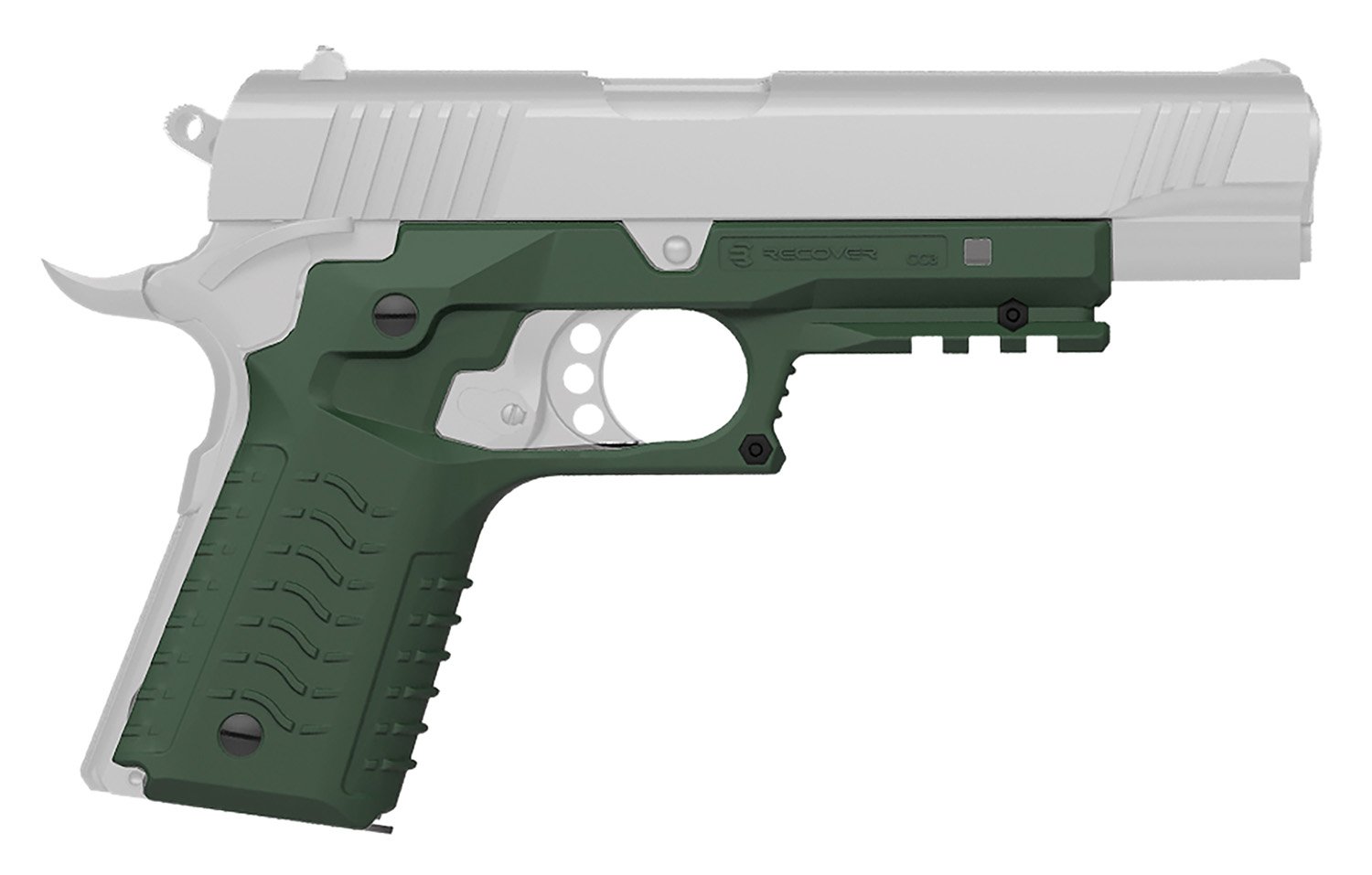 Recover Tactical CC3H03 Grip & Rail System OD Green Polymer Picatinny for Standard Frame 1911