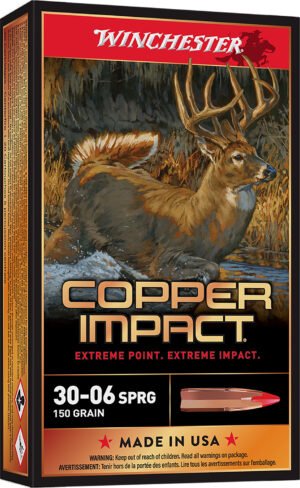 Winchester Ammo X3006CLF Copper Impact 30-06Springfield 150gr Copper Extreme Point Lead Free 20 Per Box/10 Case