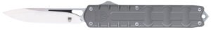 CobraTec Knives CTEGRYM390DNS Enforcer  3.25" OTF Drop Point Plain M390 Steel Blade/Gray Aluminum Handle