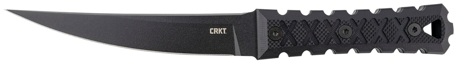 CRKT 2927 HZ6 6.50" Fixed Plain Black Matte Baked-On Anti Rust SK-5 Steel Blade/Black w/Carved X's G10 Handle Includes Sheath