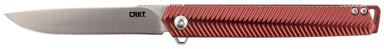 CRKT K820BXP Stylus 3.18" Folding Drop Point Plain Satin 12C27 Sandvik Blade/Maroon Aluminum Handle Includes Pocket Clip