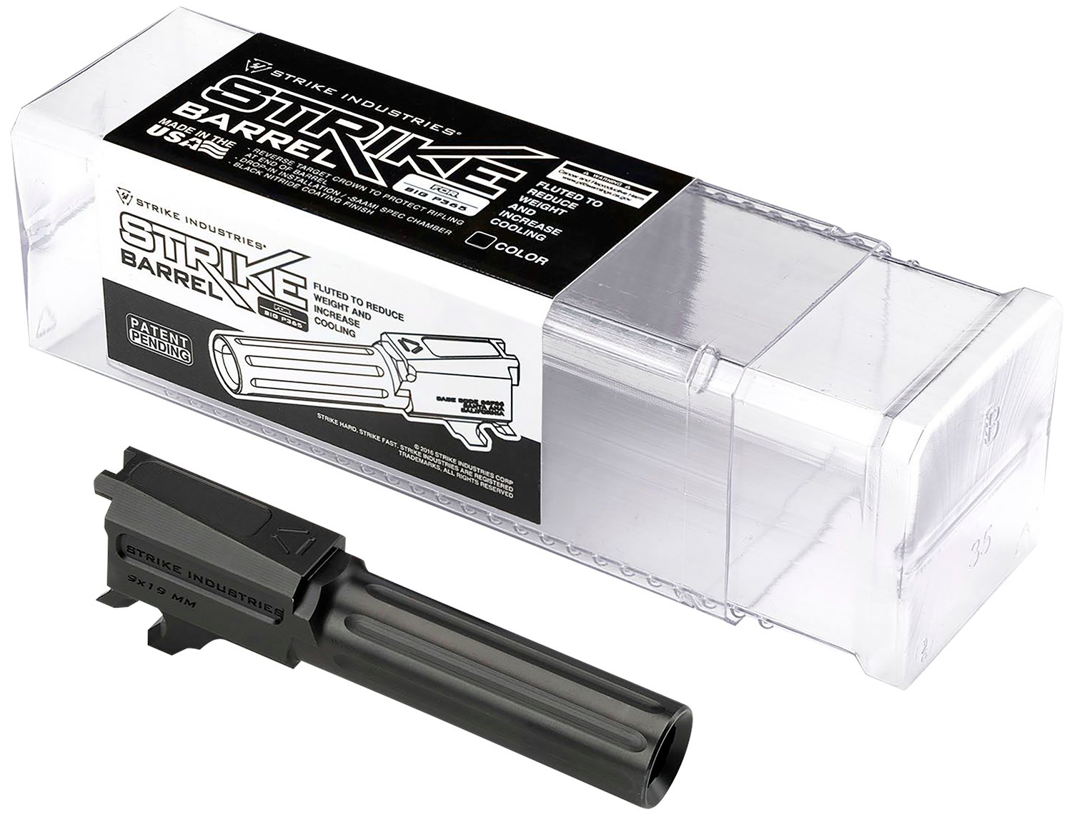 Strike Industries P365BARREL P365 9mm Luger 3.10" Fluted Black Nitride Steel, Fits Sig P365