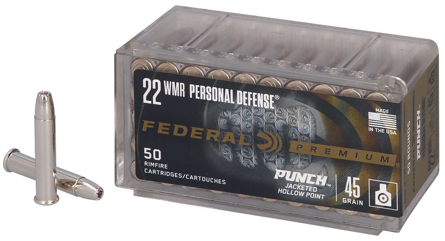 Federal PD22WMR1 Premium Personal Defense Punch 22WMR 45gr Jacketed Hollow Point 50 Per Box/60 Case