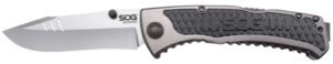 S.O.G SOG-SW1011-C Sideswipe  3.40" Folding Clip Point Plain Bead Blasted 7Cr15MoV SS Blade Gray Anodized Aluminum/G10 Handle Includes Belt Clip