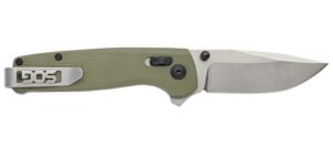 S.O.G SOGTM1022CP Terminus XR 2.95" Folding Plain Clip Point Stone Washed D2 Steel Blade/Olive Drab Textured G10 Handle